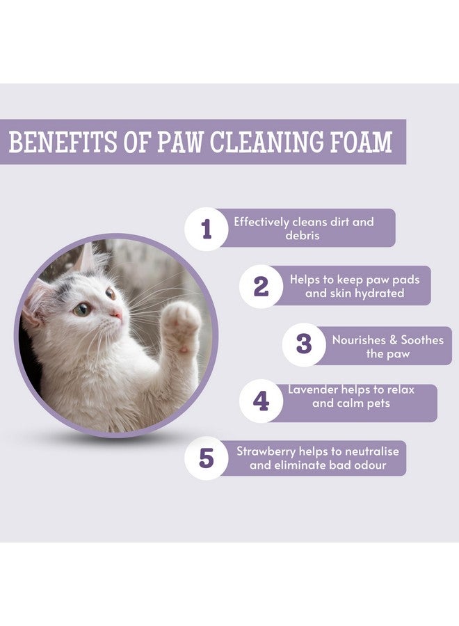 مجموعة هدايا القطط - رغوة تنظيف مخالب القطط 2 في 1 - (الفراولة + اللافندر، 150 مل) رغوة تنظيف بدون ماء، تركيبة تنظيف طبيعية لطيفة وفعالة لإزالة الطين - Image 2