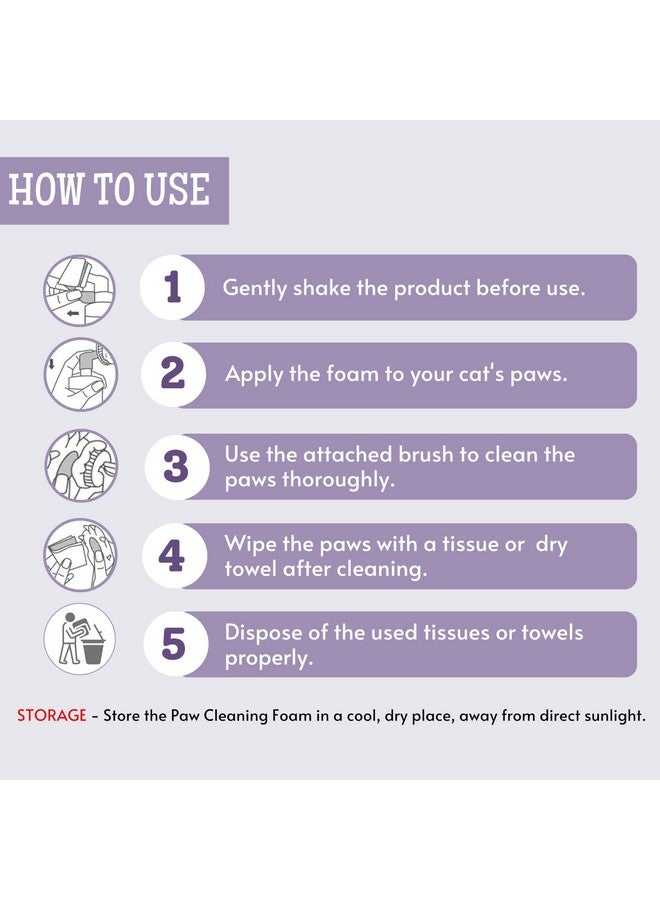 مجموعة هدايا القطط - رغوة تنظيف مخالب القطط 2 في 1 - (الفراولة + اللافندر، 150 مل) رغوة تنظيف بدون ماء، تركيبة تنظيف طبيعية لطيفة وفعالة لإزالة الطين - Image 5