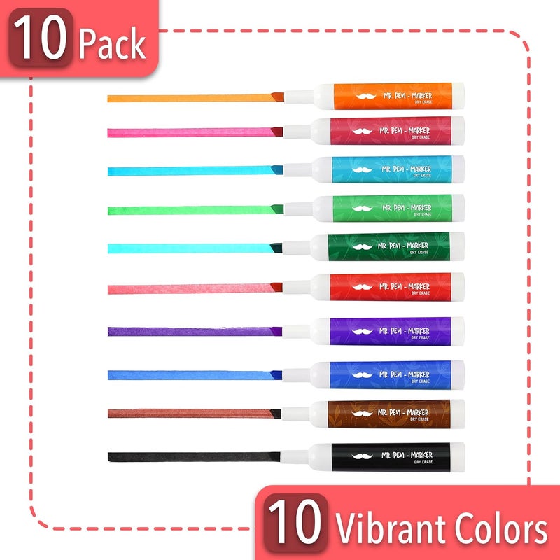 Mr. Pen- Dry Erase Markers, 10 Pack, Assorted Colors, Low Odor Ink, Chisel Tip, White Board Markers Dry Erase, Ideal for Classroom, Back to School Supplies, Teachers, Office, Whiteboard & Home | Chisel Tip, White Board Markers Dry Erase, Ideal for Classroom, Back to School Supplies, Teachers, Office, Whiteboard & Home - Image 2