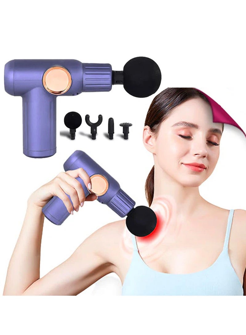 Generic Smart Fascia Massager , 4 Massage Head , 6 Stage Vibration Speed Regulation , Single Key Press Switch , USB Charging Type-C , 20W - Purple - Image 2