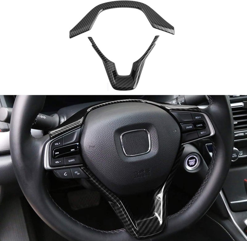 TLIFORT for Honda Accord 10th Gen 2018 2019 2020 2021 2022 ABS Carbon Fiber Steering Wheel Cover Trim, fit Sedan LX Sport EX-L Touring Hybrid, 2pcs - Image 1