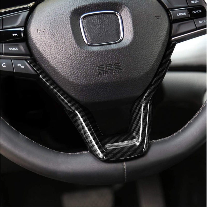 TLIFORT for Honda Accord 10th Gen 2018 2019 2020 2021 2022 ABS Carbon Fiber Steering Wheel Cover Trim, fit Sedan LX Sport EX-L Touring Hybrid, 2pcs - Image 3