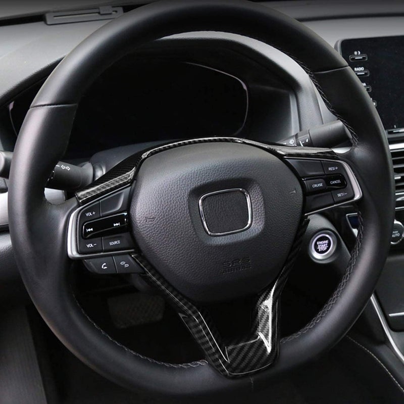 TLIFORT for Honda Accord 10th Gen 2018 2019 2020 2021 2022 ABS Carbon Fiber Steering Wheel Cover Trim, fit Sedan LX Sport EX-L Touring Hybrid, 2pcs - Image 4