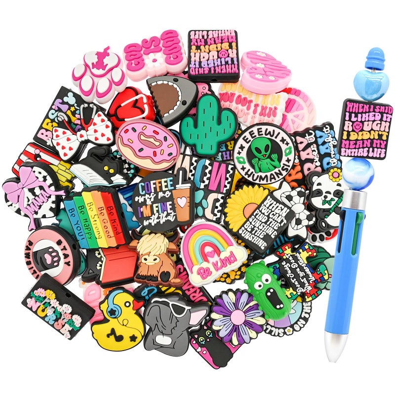 XHAOYEAHX 50PCS Focal Beads for pens,Random Different Silicone Focal Beads for DIY Beadable Pen Keychain Bracelet Lanyard Making - Image 1