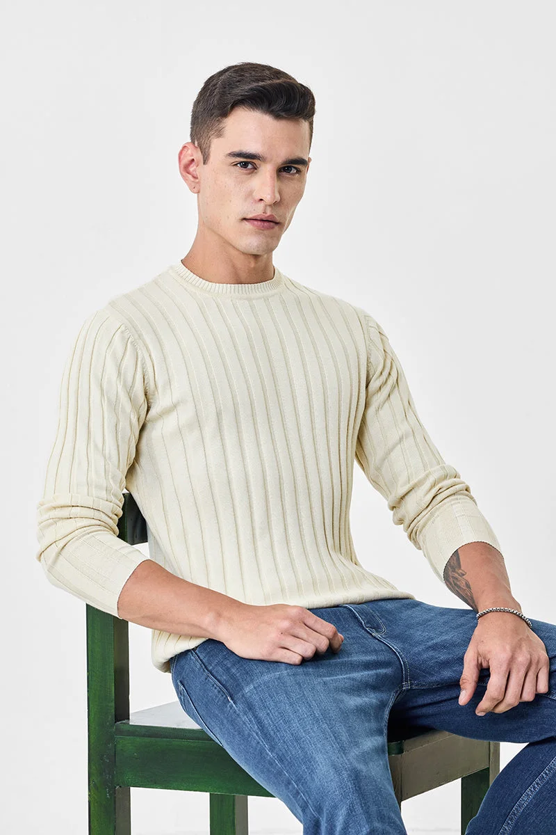 SNITCH Striper Flat Knit Crew Neck Sweater