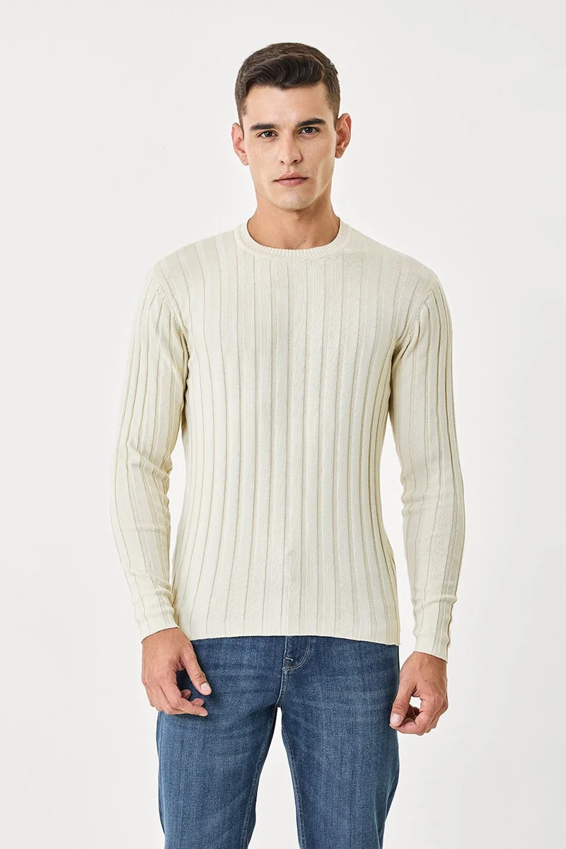 سنيتش سترة بياقة دائرية محبوكة مسطحة مخططة