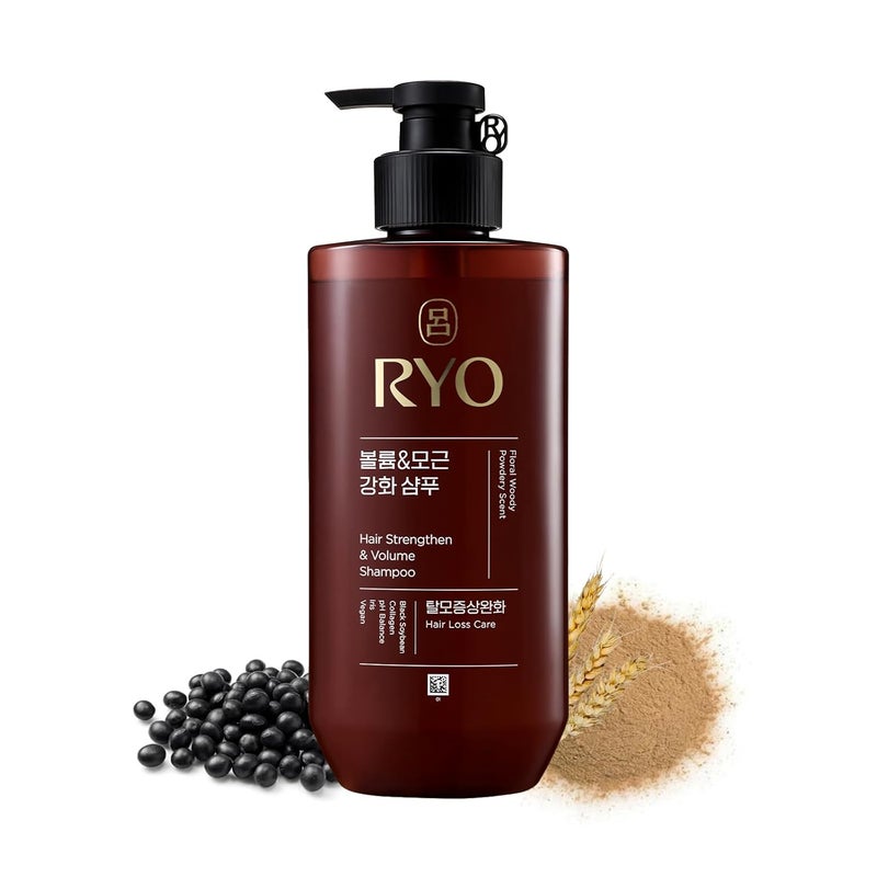 RYO Strengthen & Volume Shampoo with Korean Ginseng & Caffeine - Volumizing and Revitalizing for Fine Hair, Anti Loss Care, Strengthening hair roots, 16.2 Fl Oz.