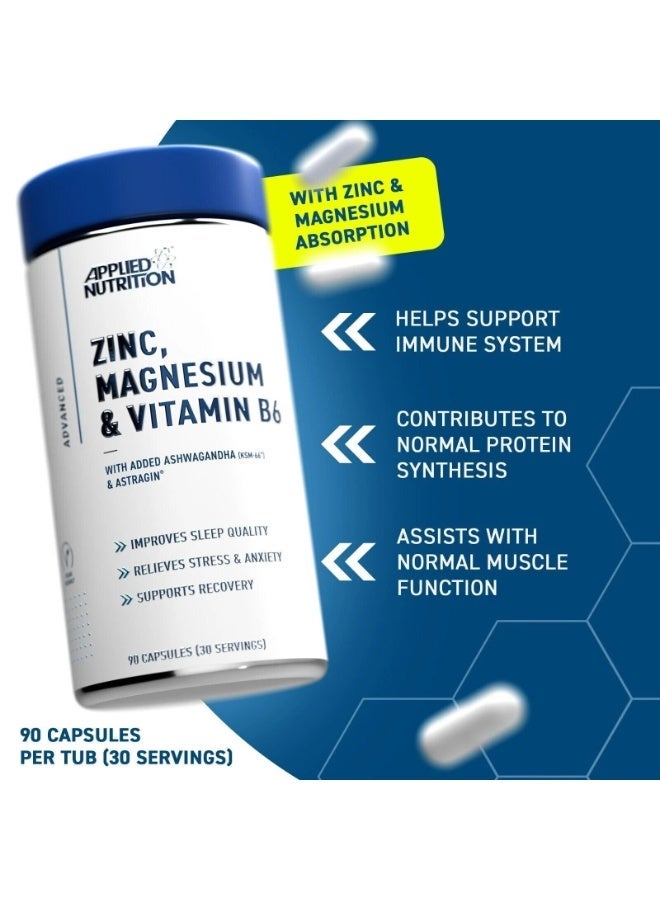 أبلايد نيوتريشن زنك، مغنيسيوم وفيتامين B6 (ZMA) – 90 كبسولة – 30 حصة - Image 5