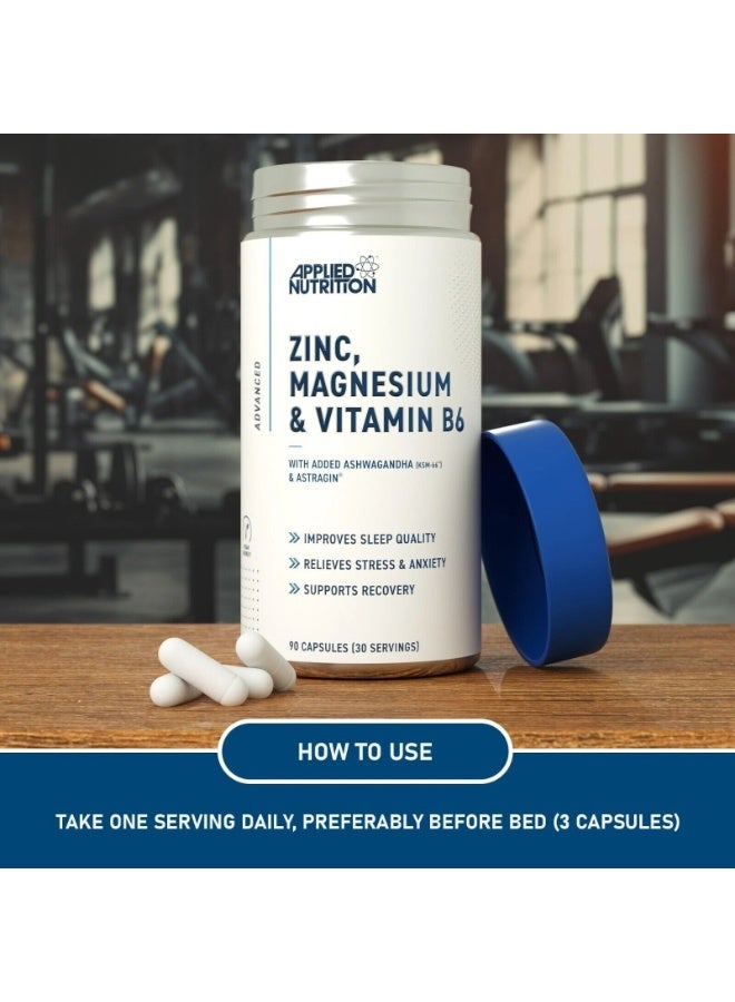 أبلايد نيوتريشن زنك، مغنيسيوم وفيتامين B6 (ZMA) – 90 كبسولة – 30 حصة - Image 3