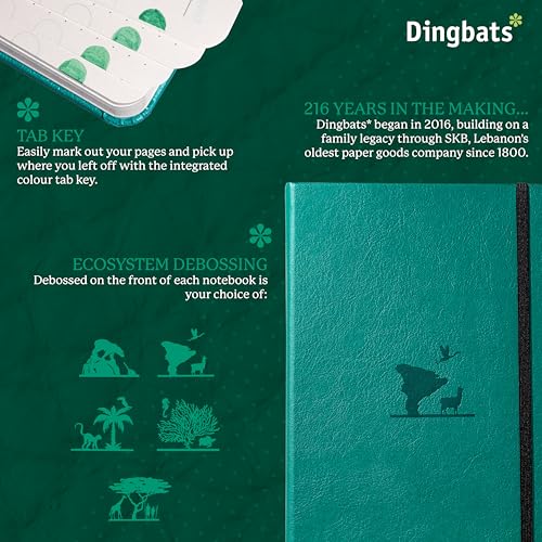 Dingbats* Notebooks Dingbats* Earth Dotted Writing Journal Notebook A5 - Vegan Leather Hardcover - Ideal for Work, Travel - Pocket, Elastic Closure & Bookmark - Image 2