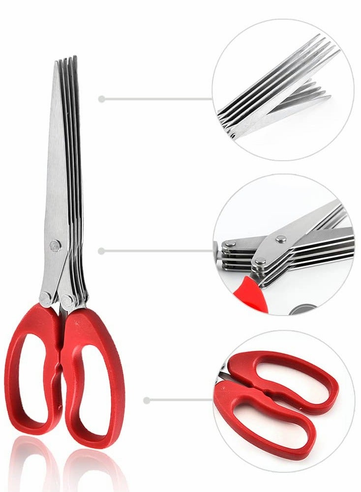 Excefore Shredder Scissors, Herb Scissors, Multipurpose 5 Blade Kitchen Herb Shears Herb Cutter for Chopping Basil Chive Parsley - Image 3