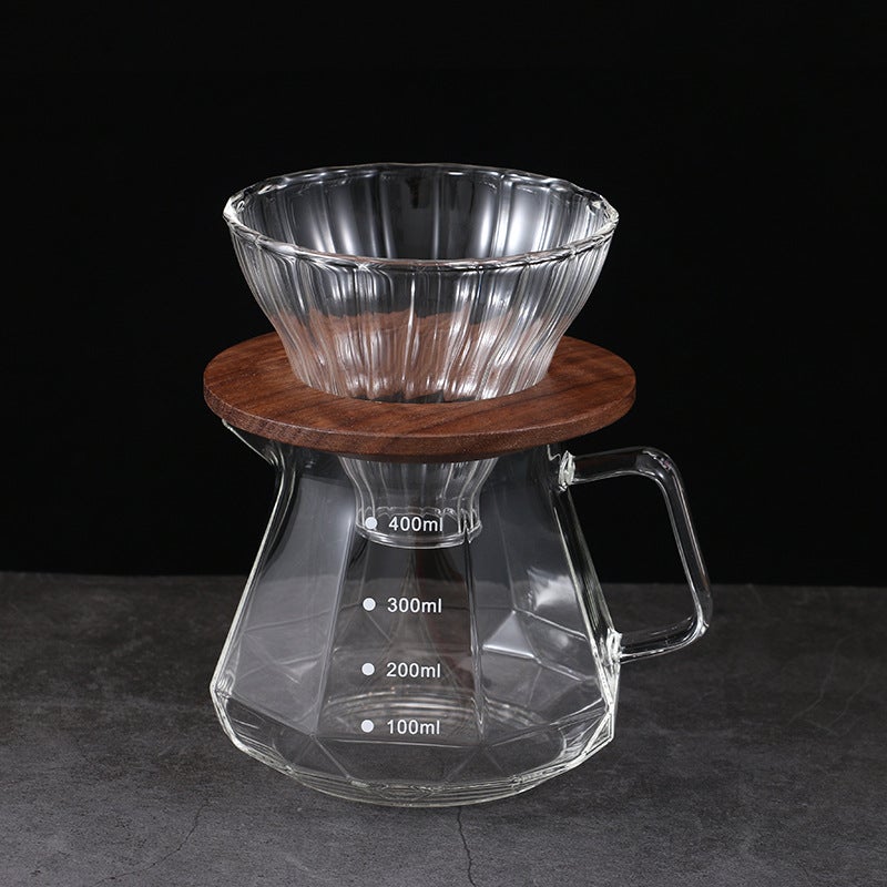 Transparent Color Borosilicate Glass Diamond Coffee Pot V60 Filter Cup Set Heat-Resistant Cloud Pot Fair Cup - Image 1