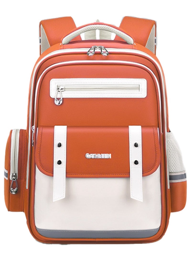 Sky View SKY VIEW Kids Backpack Girls And Boys Lightweight Elementary Schoolbag Cute Large Capacity School Laptop Bookbags For Teens Students With Capybara Doll Pendant And Brooch(Orange Large Size) 