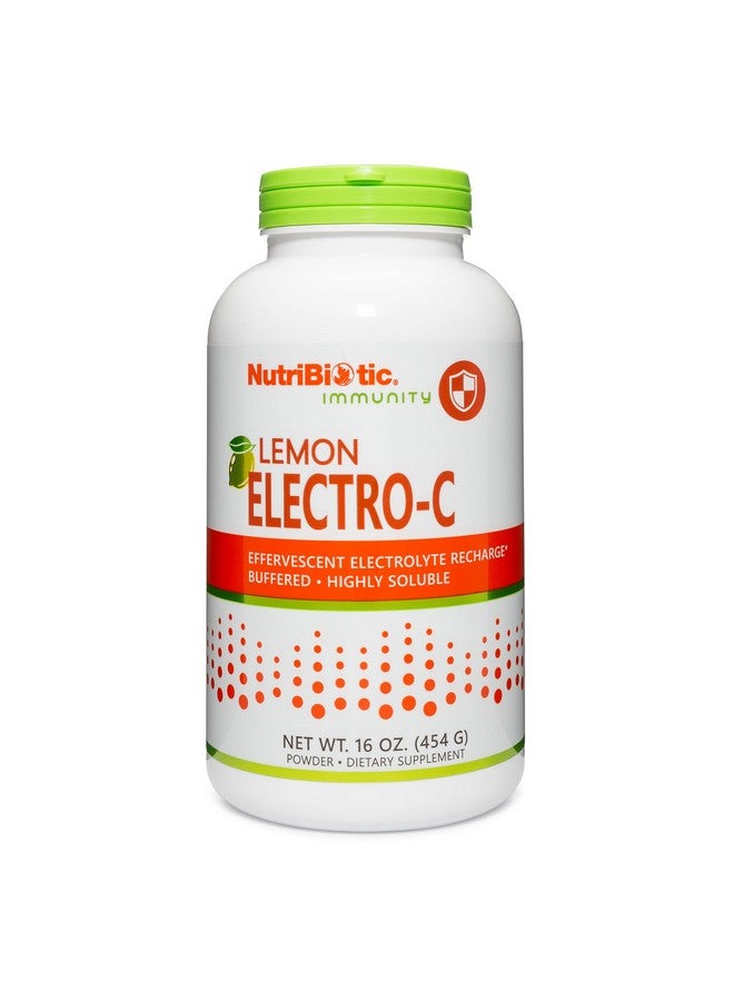 نيوتريبايوتك NutriBiotic - Lemon Electro-C, Vitamin C & Electrolyte Powder, 16 OZ | 850 Mg Vitamin C لكل وجبة | Effervescent Electrolyte Recharge | Buffered and highly melting | خالٍ من السعرات الحرارية والغلوتين وغير معدّل وراثيًا - Image 1
