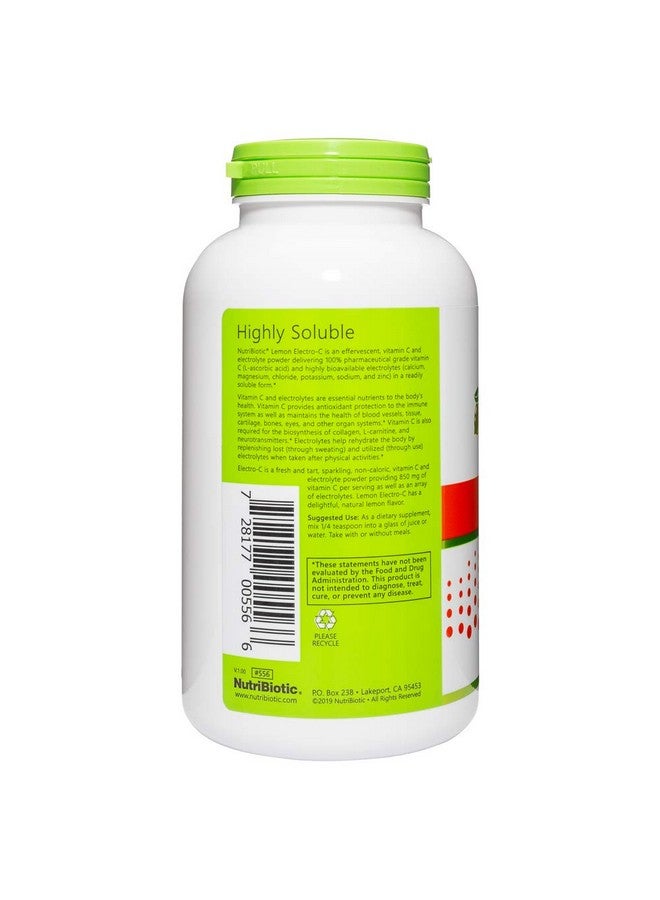 نيوتريبايوتك NutriBiotic - Lemon Electro-C, Vitamin C & Electrolyte Powder, 16 OZ | 850 Mg Vitamin C لكل وجبة | Effervescent Electrolyte Recharge | Buffered and highly melting | خالٍ من السعرات الحرارية والغلوتين وغير معدّل وراثيًا - Image 2