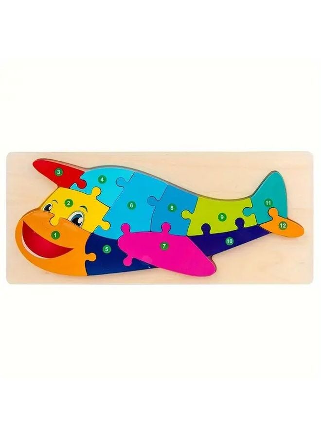 Airplane Style 3D Wooden Puzzle Toy For Kids Educational Christmas Gift - Image 1