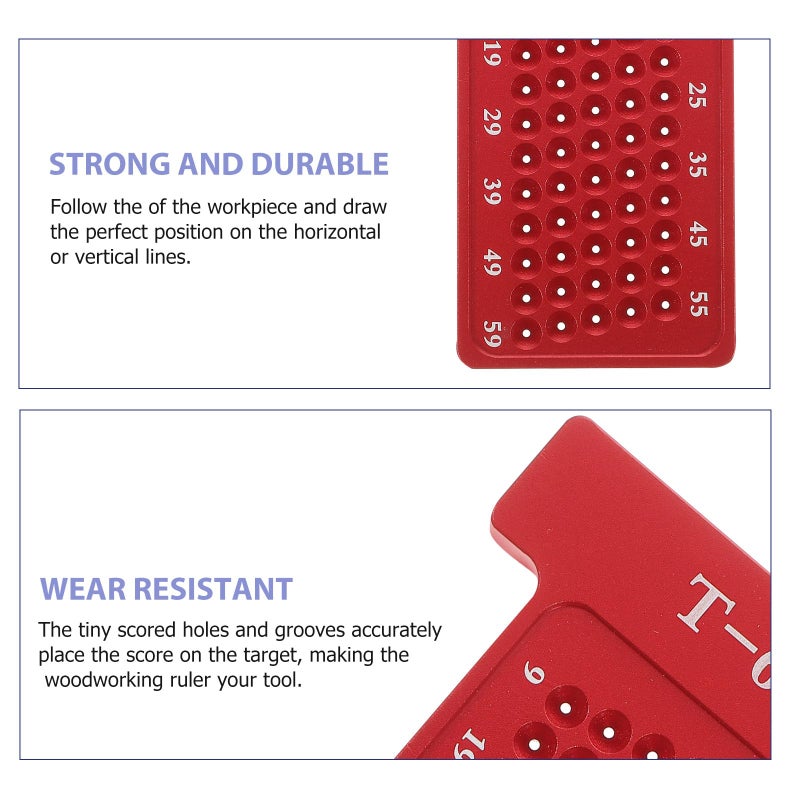 Aluminum Alloy T Square Ruler with Hole Positioning Tool for Woodworking Layout - Image 4