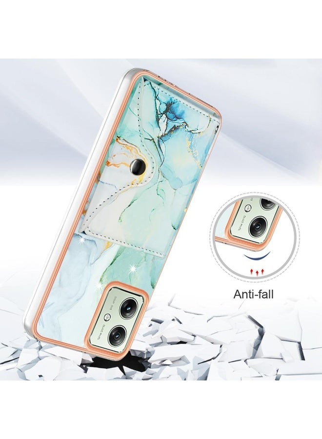 HuHa Case Cover For Motorola Moto G54 Marble Pattern IMD Card Slot Phone Case(Green) - Image 2