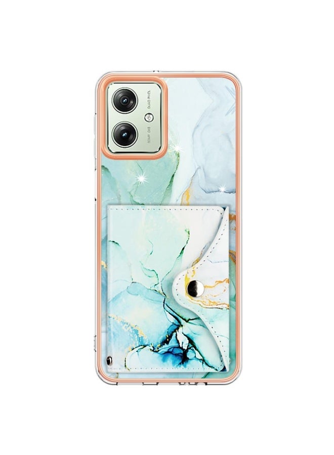 HuHa Case Cover For Motorola Moto G54 Marble Pattern IMD Card Slot Phone Case(Green) - Image 3