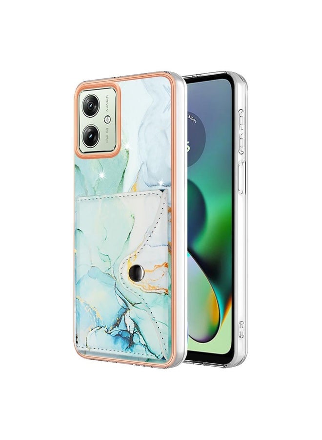 HuHa Case Cover For Motorola Moto G54 Marble Pattern IMD Card Slot Phone Case(Green) - Image 1