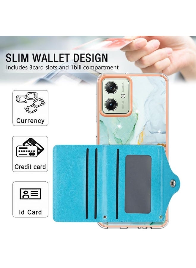 HuHa Case Cover For Motorola Moto G54 Marble Pattern IMD Card Slot Phone Case(Green) - Image 4