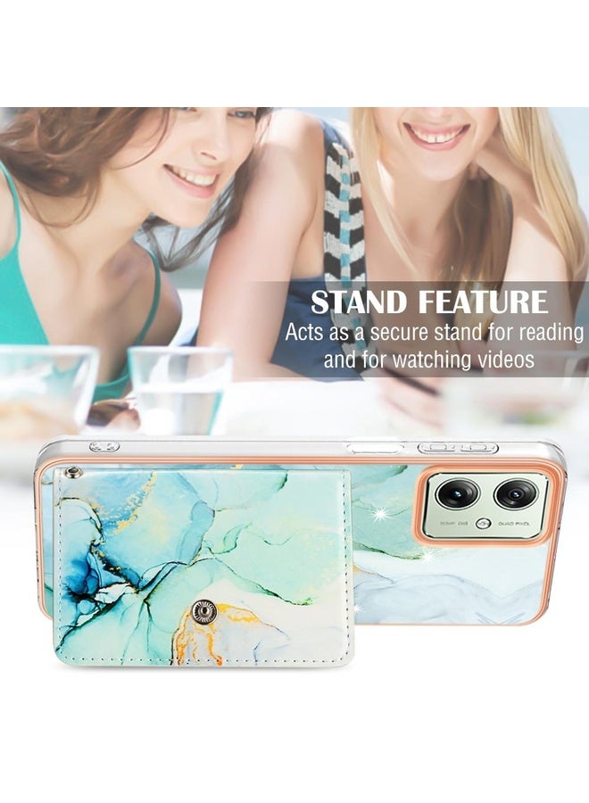 HuHa Case Cover For Motorola Moto G54 Marble Pattern IMD Card Slot Phone Case(Green) - Image 5