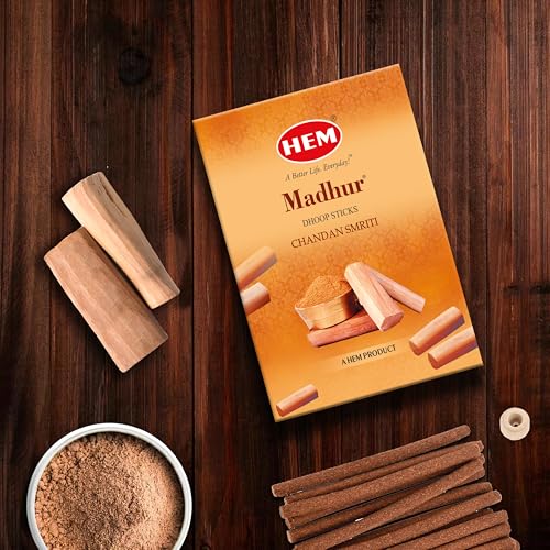Hem Madhur Chandan Smriti Dhoop Sticks | Bambooless & Charcoal-Free | Rich Sandalwood Fragrance for Meditation, Puja & Sacred Rituals | Handcrafted Aroma | Approx. 20 Sticks | 60g | Burns 35-40 Min* - Image 2