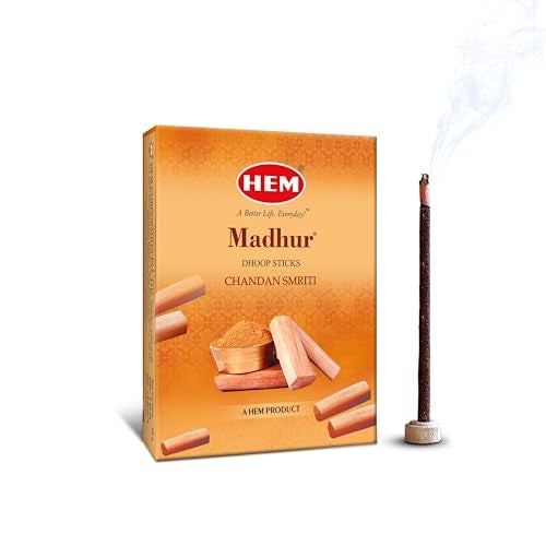 Hem Madhur Chandan Smriti Dhoop Sticks | Bambooless & Charcoal-Free | Rich Sandalwood Fragrance for Meditation, Puja & Sacred Rituals | Handcrafted Aroma | Approx. 20 Sticks | 60g | Burns 35-40 Min* - Image 1