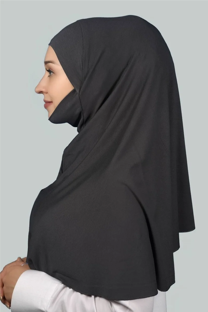 التوبة Ready-made Turban Practical Scarf with Veil Hijab with Nikap - Prayer Cover Soufflé (Xl) - Smoked