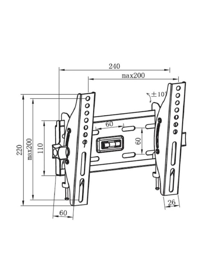 بيتيك حامل تلفزيون جداري لشاشات 15–43 بوصة، قدرة تحمل حتى 25 كجم (55 رطل)، يدعم VESA من 75×75 إلى 200×200 مم، حامل مع إمكانية الإمالة، تصميم فائق النحافة بسمك 28 مم، مختبر لتحمل الضغط 3 مرات، أسود | TF-20T - Image 3