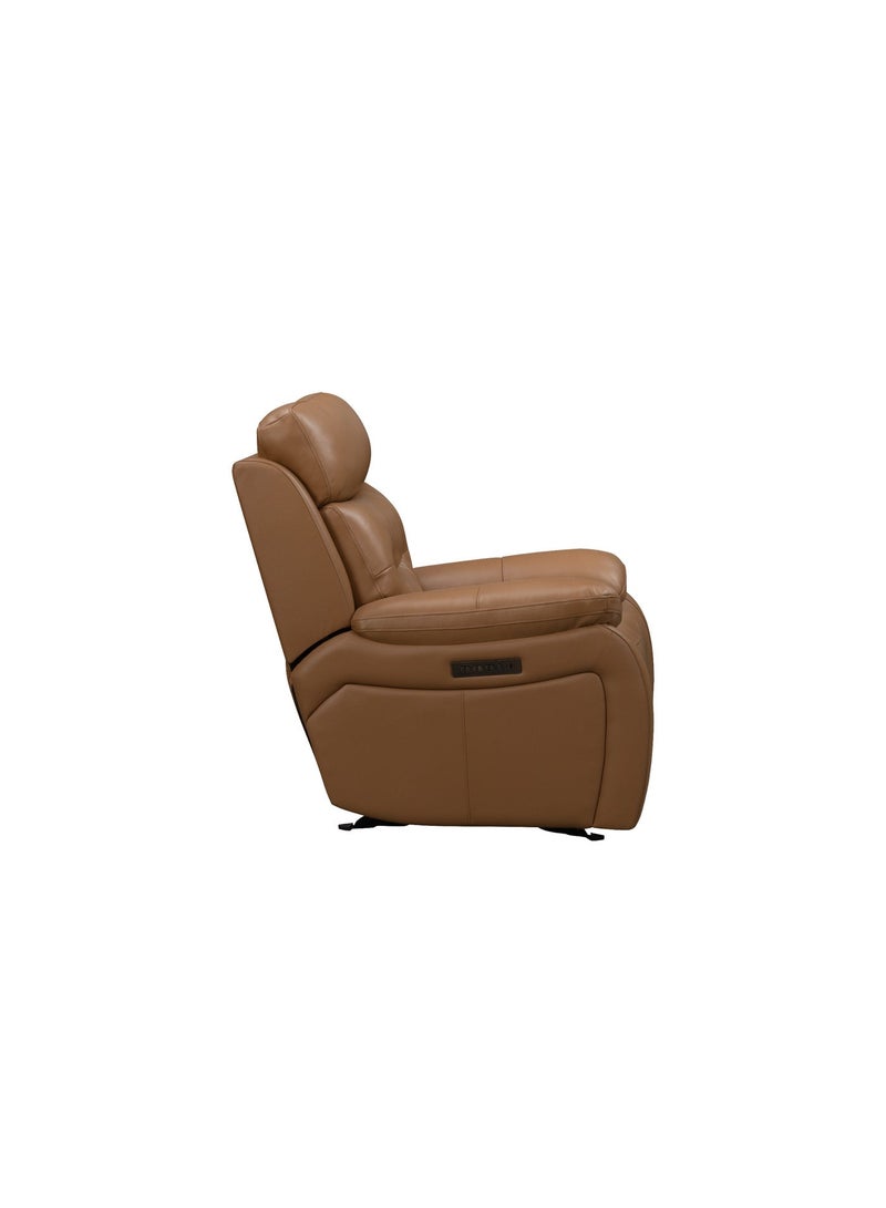 KING KOIL Noah Power Glider Recliner, Leather Tan - Image 4