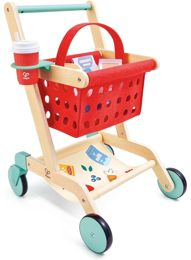 Hape Little Shopper's Shopping Cart with Basket - Image 1