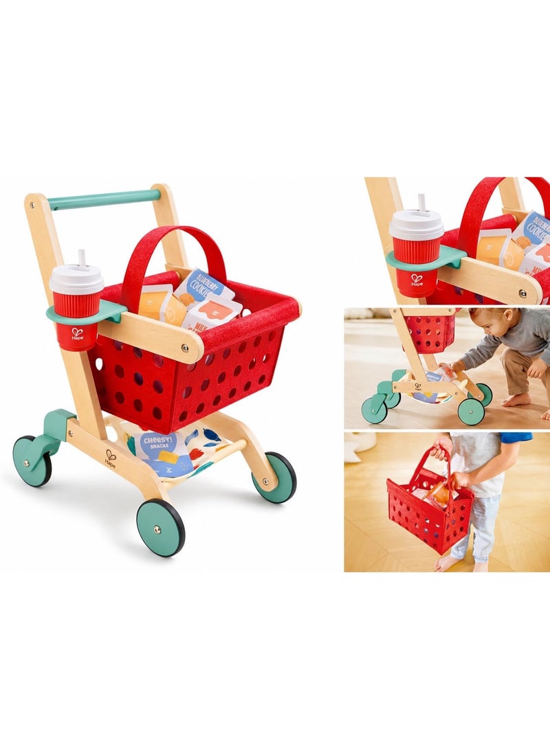 Hape Little Shopper's Shopping Cart with Basket - Image 3
