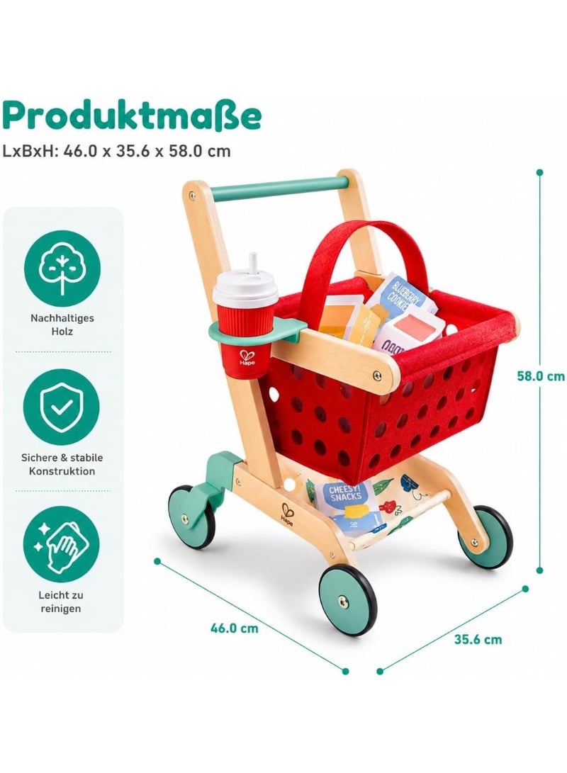 Hape Little Shopper's Shopping Cart with Basket - Image 2