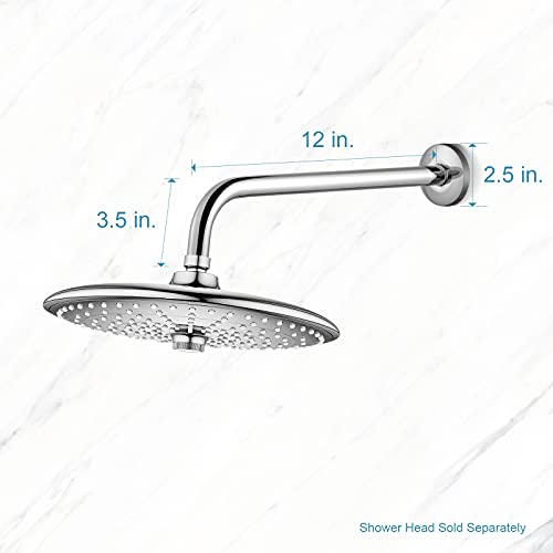 OFFO Shower Arm with Flange, 12 in Wall Mount Replacement Angle Shower Head Arm Wall-Mounted For Fixed Shower Head & Handheld Showerhead, Chrome - Image 5