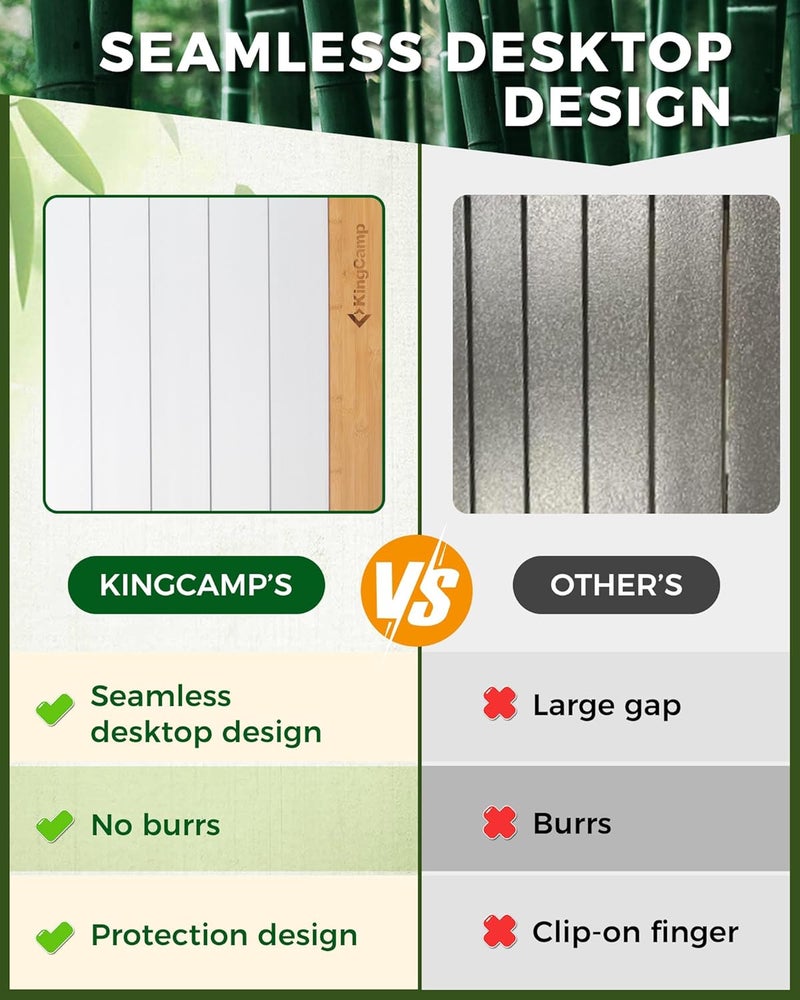KingCamp طاولة تخييم كينغ كامب قابلة للطي طاولة محمولة من الألمنيوم قابلة لللف خفيفة الوزن طاولة كبيرة للتخييم في الداخل والخارج للنزهات والفناء، 53.5"X27.5" - Image 4