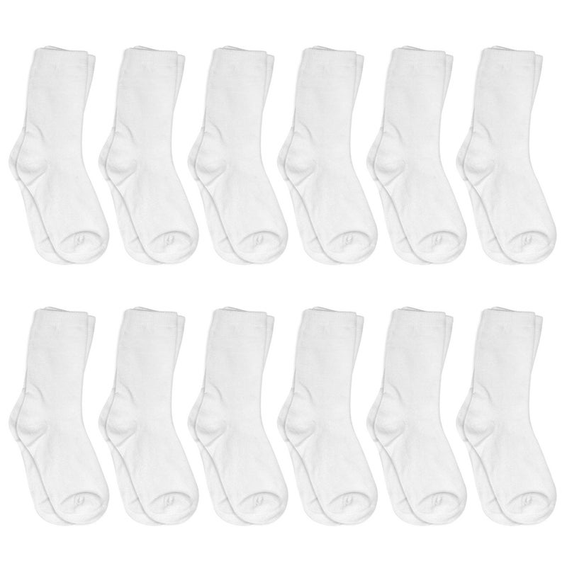 Falari 12-Pack Girl Toddler Kids Cotton Crew Socks (2-4 Years, White) - Image 1