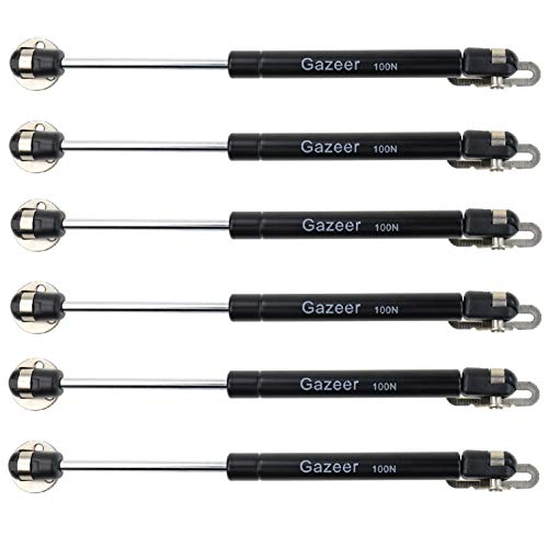 Gazeer غازير 6 قطع 100N/22.5lb دعائم غاز 10 بوصة دعائم الخزائن صدمات الخزائن دعم الأبواب الهوائية - Image 1
