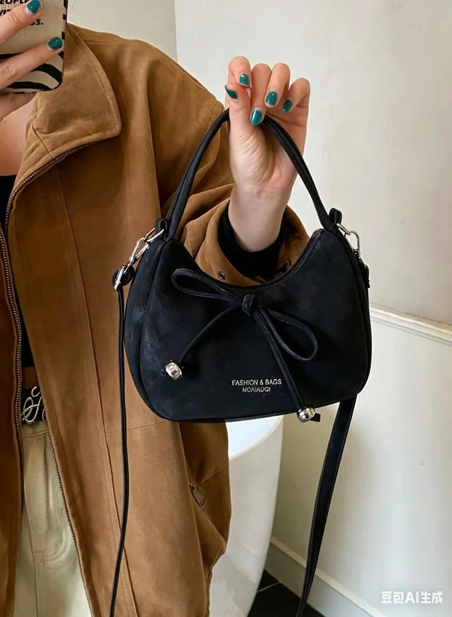 Take Two Black Crossbody Bag with Bow Detail