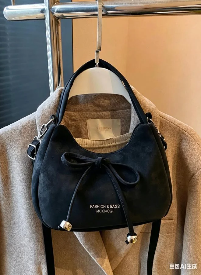 Take Two Black Crossbody Bag with Bow Detail