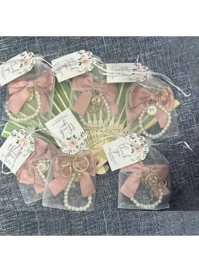وردي 18 قطعة 6 مجموعات هدايا مفاتيح زفاف مع أكياس وبطاقات ودعوة حفلات - Image 2