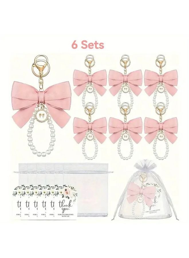 وردي 18 قطعة 6 مجموعات هدايا مفاتيح زفاف مع أكياس وبطاقات ودعوة حفلات - Image 4