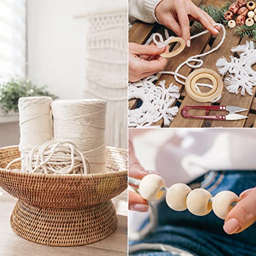 Hdviai 121Pcs Macrame Kit, Macrame Supplies 3mm x 109Yards Macrame Cord for Macrame Kits for Adults Beginners, with Accessories Like 100Pcs Beads and 10Pcs Wooden Rings for Macrame Plant Hanger Kit - Image 5
