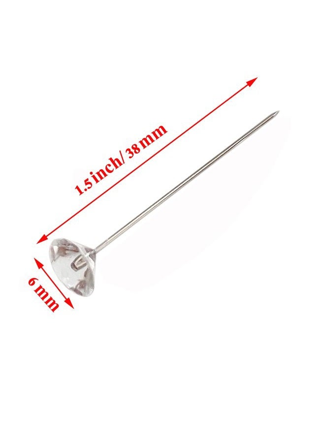 monochef 100pcs Corsage Boutonniere Pins 1.5 Inch Bouquet Flower Floral Diamond Rhinestones Pins Crystal Head Clear Straight Pins for Wedding Bridal Hair Accessories Jewelry Decoration DIY Craft Sewing - Image 2
