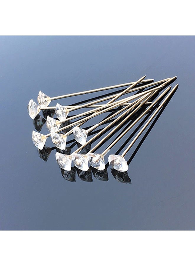 monochef 100pcs Corsage Boutonniere Pins 1.5 Inch Bouquet Flower Floral Diamond Rhinestones Pins Crystal Head Clear Straight Pins for Wedding Bridal Hair Accessories Jewelry Decoration DIY Craft Sewing - Image 3