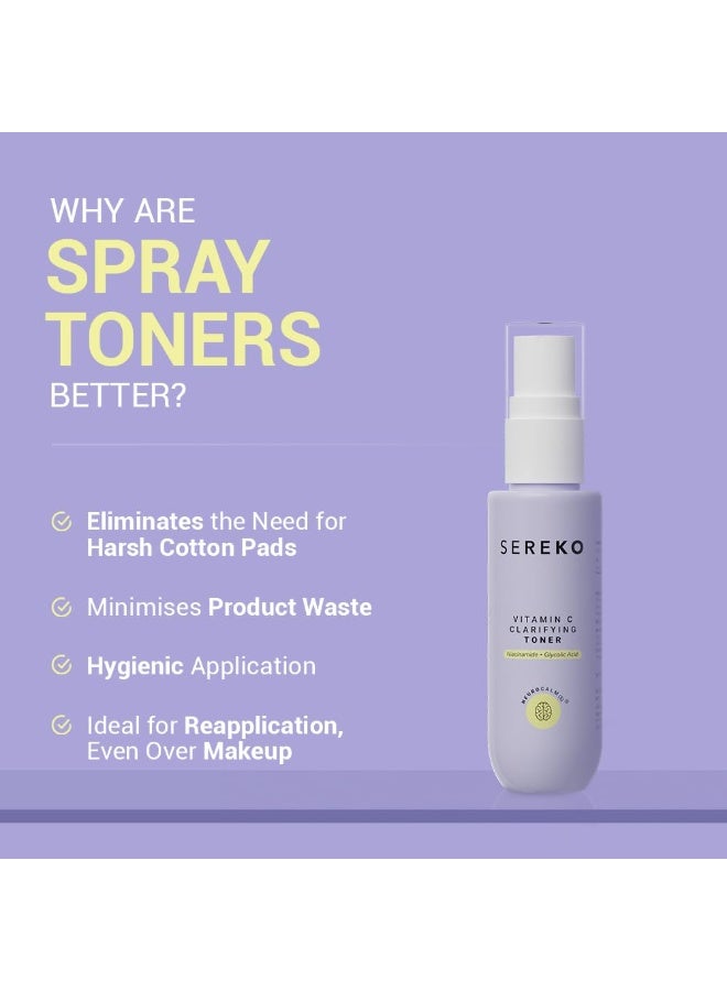 SEREKO Vitamin C Clarifying Face Toner with Niacinamide, Refreshing Spray Mist with Glycolic Acid for Bright, Glowing Skin | Tightens Pores, Balances pH, Controls Oil & Acne | All Skin Types for Women & Men - 15ml - Image 3
