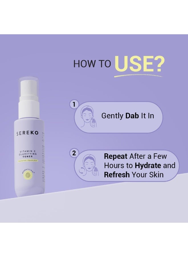 SEREKO Vitamin C Clarifying Face Toner with Niacinamide, Refreshing Spray Mist with Glycolic Acid for Bright, Glowing Skin | Tightens Pores, Balances pH, Controls Oil & Acne | All Skin Types for Women & Men - 15ml - Image 4