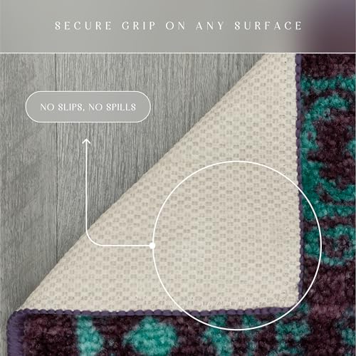 Maples Rugs Georgina Traditional Runner Rug - Non Slip Hallway Entry Rugs [Made in USA], Winberry/Teal, 2 x 6 - Image 5