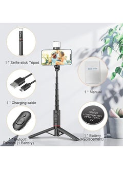 Generic Selfie Stick Tripod with Fill Light, Extendable 3-in-1 Phone Tripod with Wireless Remote Control for Mobile Phone Makeup Selfie Live, Taking Selfie Photo/Videos/Vlog During Travel  - Image 5