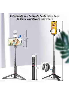 Generic Selfie Stick Tripod with Fill Light, Extendable 3-in-1 Phone Tripod with Wireless Remote Control for Mobile Phone Makeup Selfie Live, Taking Selfie Photo/Videos/Vlog During Travel  - Image 3